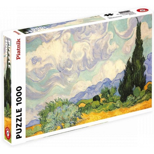 Puzzle Piatnik "Vincent van Gogh - Camp cu grau si chiparosi", 1000 piese, dimensiune 68 x 48 cm, produs in Austria Puzzle Piatnik "Vincent van Gogh - Camp cu grau si chiparosi", 1000 piese, dimensiune 68 x 48 cm, produs in Austria